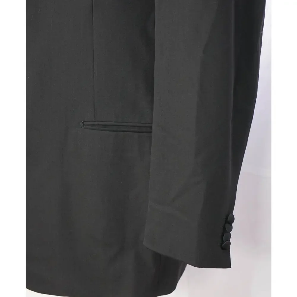 PAL ZILERI - *VINTAGE* Black Wool 3Btn Notch Lapel Tuxedo - 44L